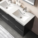 elvia 1200 black vanity unit white sink chrome handles