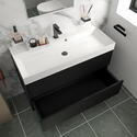 jasmine 1000 black wall vanity unit with white basin