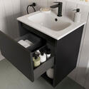britton hackney 500mm wall hung black vanity unit with optional black tap
