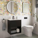 britton hackney 500mm wall hung black vanity unit with optional black tap