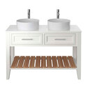 heritage broughton 1200mm chantilly double washstand vanity unit with round basin and choice of white or black worktop