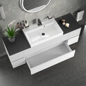 jasmine 1600 fluted white wall vanity with white sink two side units