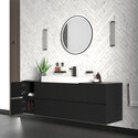 jasmine 1600 fluted black wall vanity with white basin two side units
