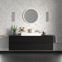 jasmine 1600 fluted black wall vanity with white basin two side units