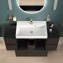 jasmine 1300 black wall vanity unit and white sink | Double Side Unit
