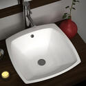 White Square Counter Top Basin with integrated waste and mono tap 