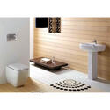White Back To Wall Pan And Soft Close Seat With Ceramic Basin and Pedestal