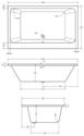 technical Image for Vernwy Large Whirlpool Bath Double Ended 1800mm x 1100mm