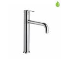 Fusion Single Lever High Neck Basin Mixer (210mm Extension Body) with Swivel Spout & 600mm Long Braided Hoses, HP 1.0