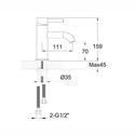 Extra Product Image For Jtp Vos Brushed Gold Basin Mixer Tap Tech Drawing 1