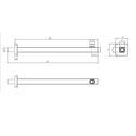 Dimensions for Eastbrook Square Shower Arm Wall Mounted 400mm