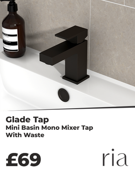 Glade Black Mini Basin Mono Mixer Tap with Waste
