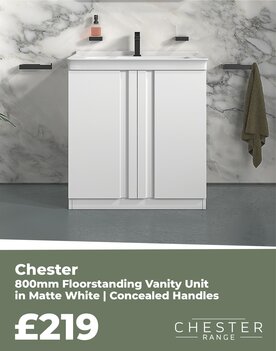 800mm floorstanding vanity unit with concealed handles 