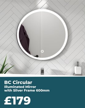BC Circular Illuminated Mirror with Silver Frame 600mm