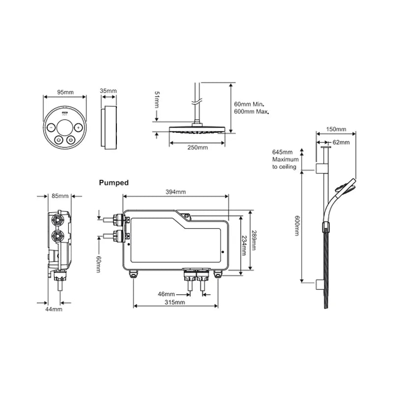 MIRA PLATINUM DUAL PUMP MIXER CEILING FED