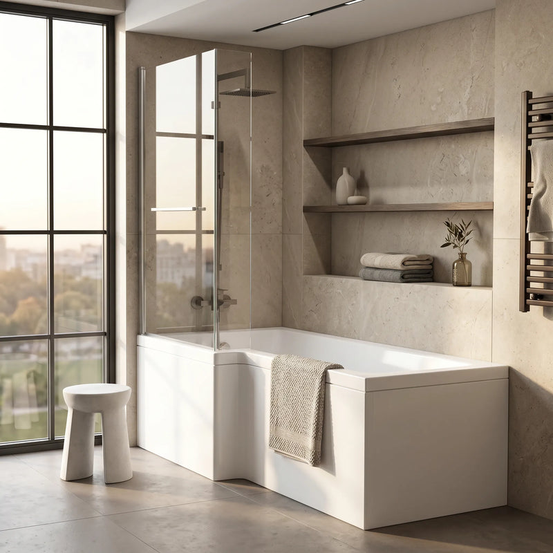1500mm L Shaped Shower Bath