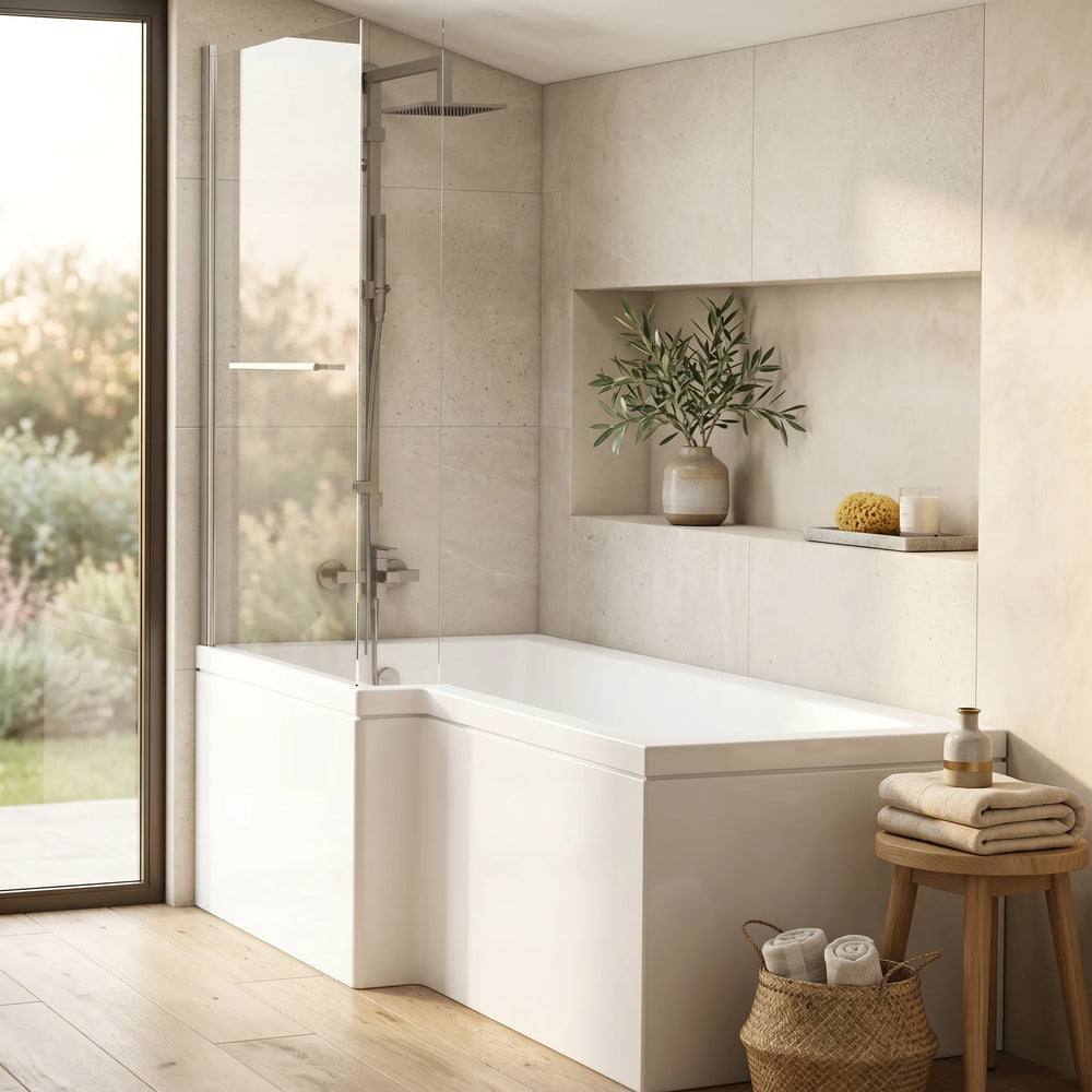 1500mm L Shaped Shower Bath