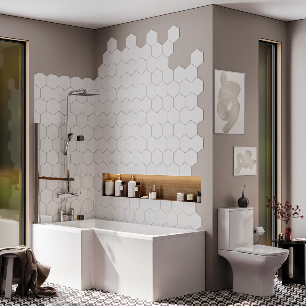 1500mm L Shaped Shower Bath