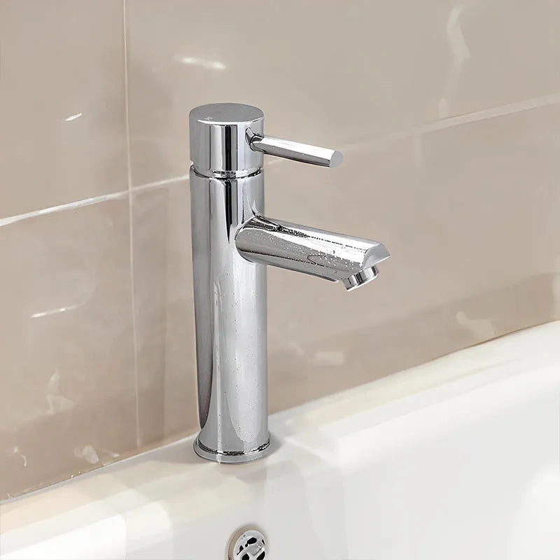 Ark tall basin mixer tap in chrome finish, no waste, ideal for countertop basins with modern lever design
