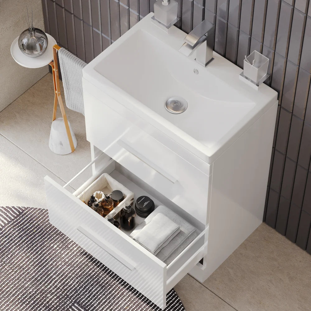Form 600mm Freestanding White Gloss Vanity Unit