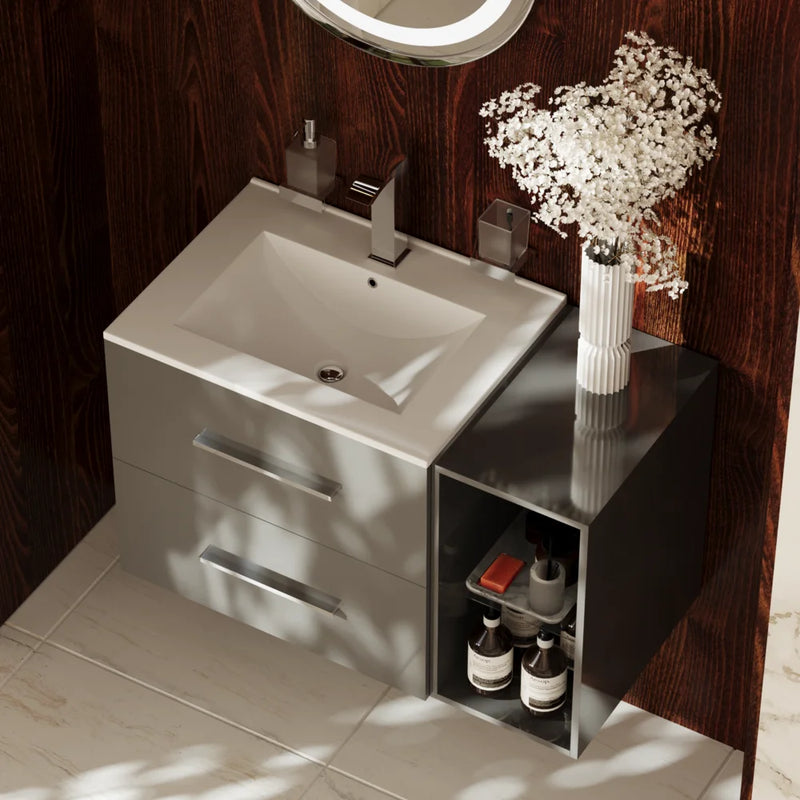 Sonix 890mm Grey Wall Hung Unit with Shelves