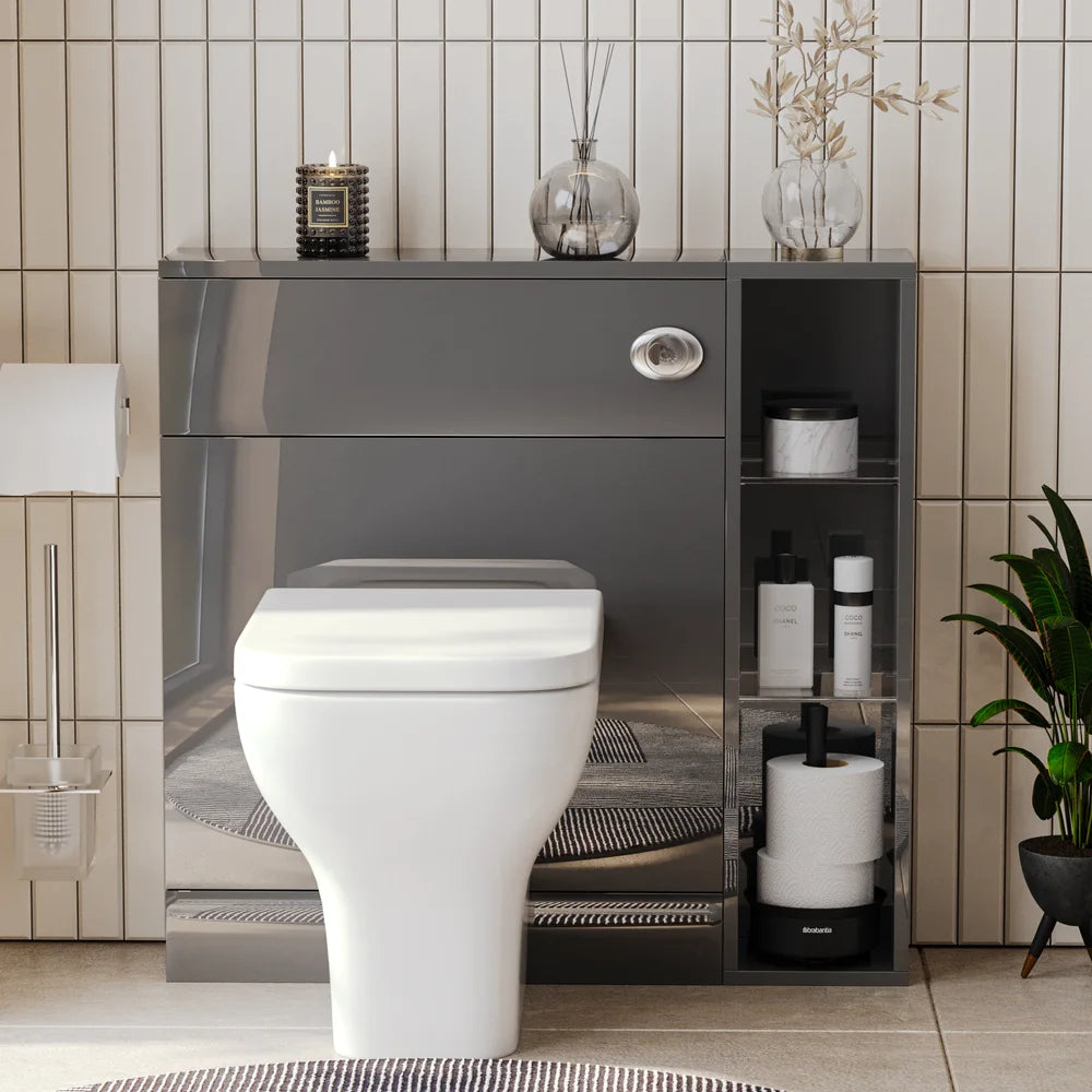 Form 800mm Grey Back To Wall Toilet Unit with Shelves