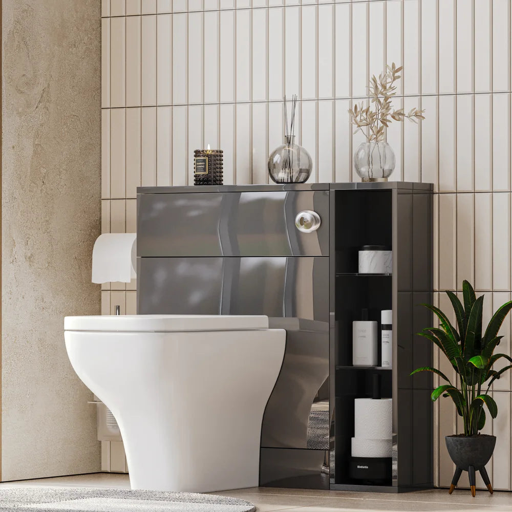 Form 800mm Grey Back To Wall Toilet Unit with Shelves