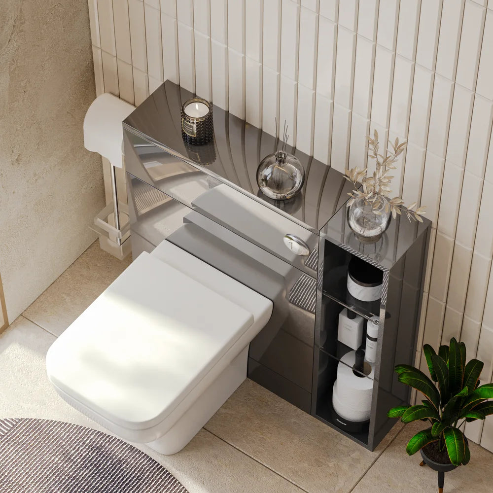 Form 800mm Grey Back To Wall Toilet Unit with Shelves