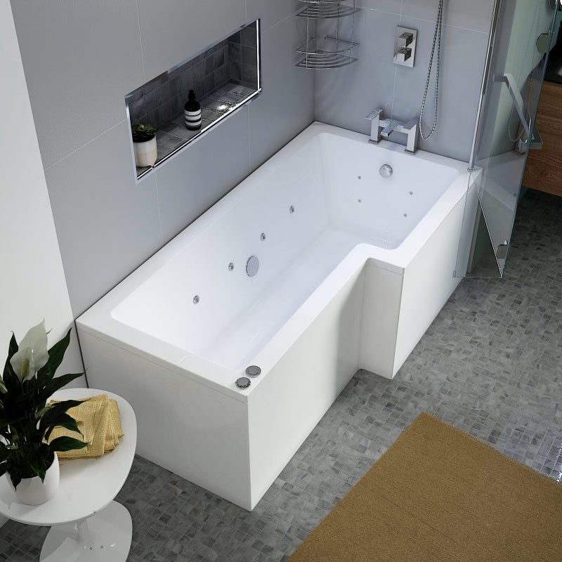 1700mm L Shaped 8 or 14 Jets Whirlpool Shower Bath