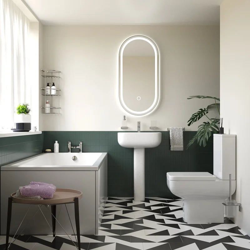 Laguna Square Bathroom Suite — Basin, Pedestal, Bath, Toilet, Taps & Waste