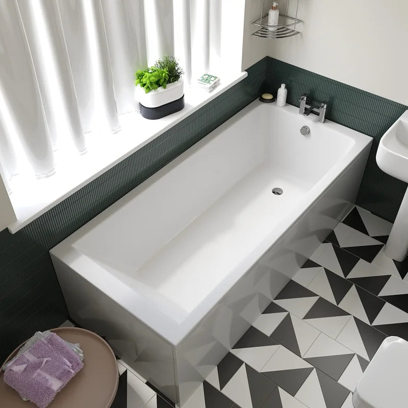 Laguna Square Bathroom Suite — Basin, Pedestal, Bath, Toilet, Taps & Waste