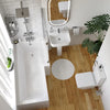 Laguna L-Shaped Shower Bath Suite — Basin, Pedestal, Toilet, Bath, Screen, Taps & Waste