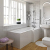 Laguna L-Shaped Shower Bath Suite — Basin, Pedestal, Toilet, Bath, Screen, Taps & Waste