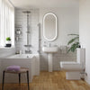 Laguna L-Shaped Shower Bath Suite — Basin, Pedestal, Toilet, Bath, Screen, Taps & Waste