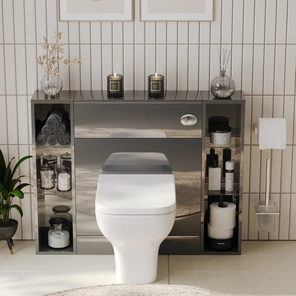 Form 1000mm Grey Back To Wall Toilet Unit with Shelves