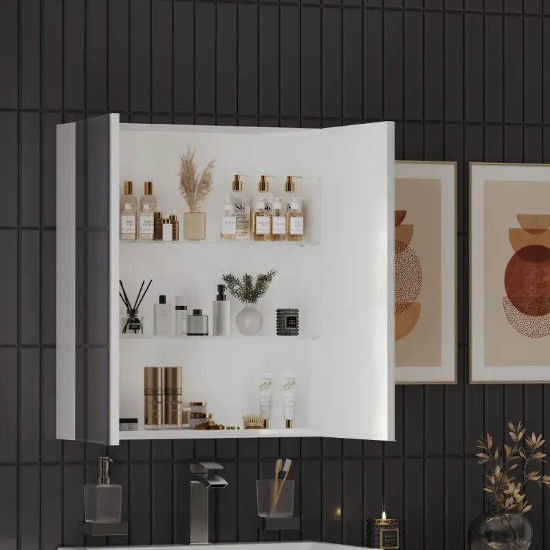 900mm Mirror Cabinet 2-Door Glass Shelves Grey Form