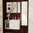 Sonix White 900mm Vanity Unit Furniture Set with Tallboy and Mirror Cabinet