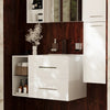 Sonix White 900mm Vanity Unit Furniture Set with Tallboy and Mirror Cabinet