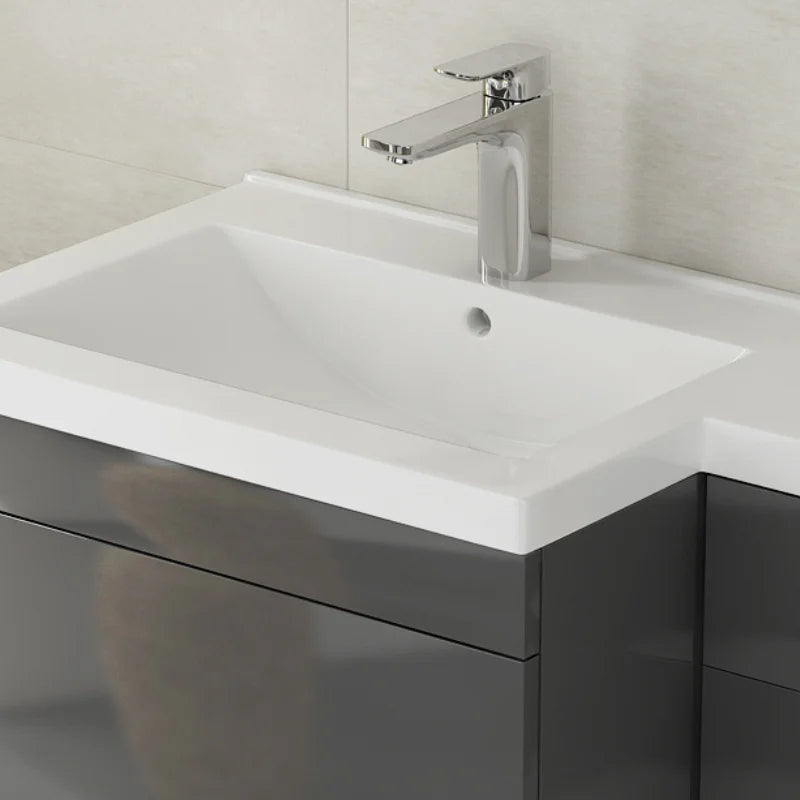 Pemberton 1100mm L Shaped Grey Cloakroom Combination Suite
