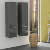 Pemberton handleless tallboy storage unit in grey, tall minimal bathroom cabinet with clean lines