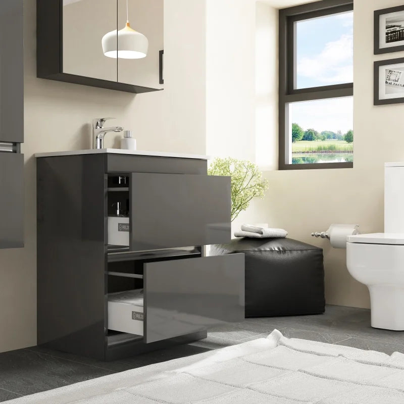 Pemberton 600mm Grey Freestanding Vanity Unit