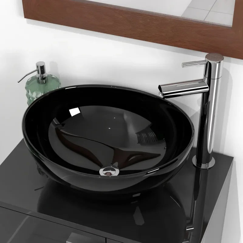 Monaco Oval Countertop Round Black Basin