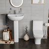 Radiant Corner Shower Suite — 800mm Quadrant Enclosure, Basin, Pedestal & Toilet