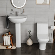 Radiant Corner Shower Suite — 800mm Quadrant Enclosure, Basin, Pedestal & Toilet