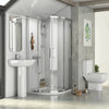Radiant Corner Shower Suite — 800mm Quadrant Enclosure, Basin, Pedestal & Toilet