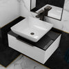 Jivana 600mm White Vanity Unit with Black Glass Worktop