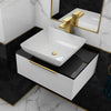 Jivana 600mm White Vanity Unit with Black Glass Worktop