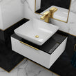 Jivana 600mm White Vanity Unit with Black Glass Worktop