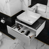 Jivana 600mm White Vanity Unit with Black Glass Worktop