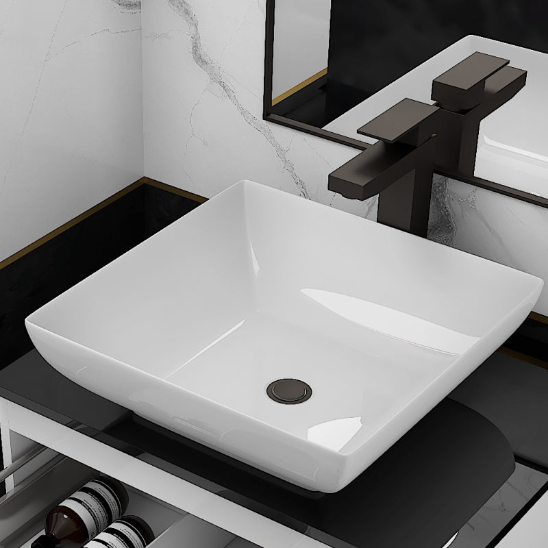 Jivana 600mm White Vanity Unit with Black Glass Worktop